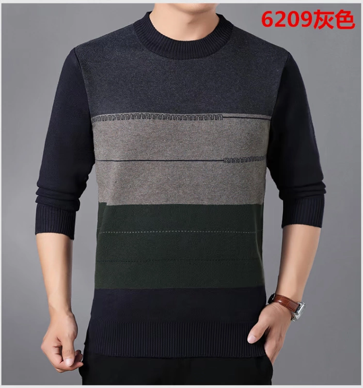 Áo len cashmere mùa đông nam v-cổ dày trung niên kinh doanh gà trái tim cổ áo len cha mặc áo len màu rắn áo sơ mi nam trung niên