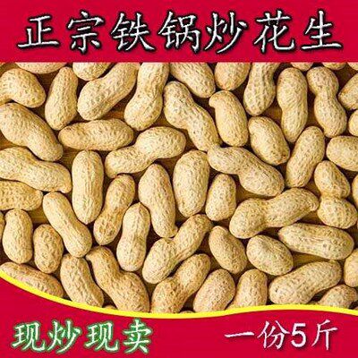 (Spot 2021 fried peanuts) original flavor with shell now fried now 5 catty Henan farmhouse iron pan fried cooked peanuts