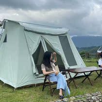 Mountain Guest Retro Spring Day Tent Outdoor Camping Large Cotton Fabric Thickened Rain Protection Portable Tent Spring Tent Camping