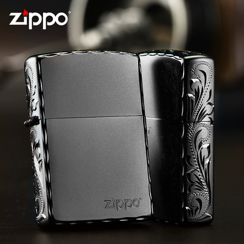 Играя на более легкую Zippo подлинную черную матовую резьбу с ограниченной индивидуальной гравировкой для мужчин Zppo Kerosene, Zhibao Ginuine