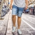 Quần áo nam size lớn của JSMIX cộng với phân bón để tăng độ lỏng cho quần ống rộng chất lỏng nước giặt quần short denim mùa hè - Quần jean Quần jean