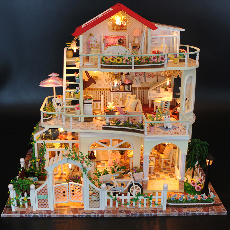 Hongda DIY Small House Loft Assembly Handmade House Model Large Villa Everlasting Birthday Gift