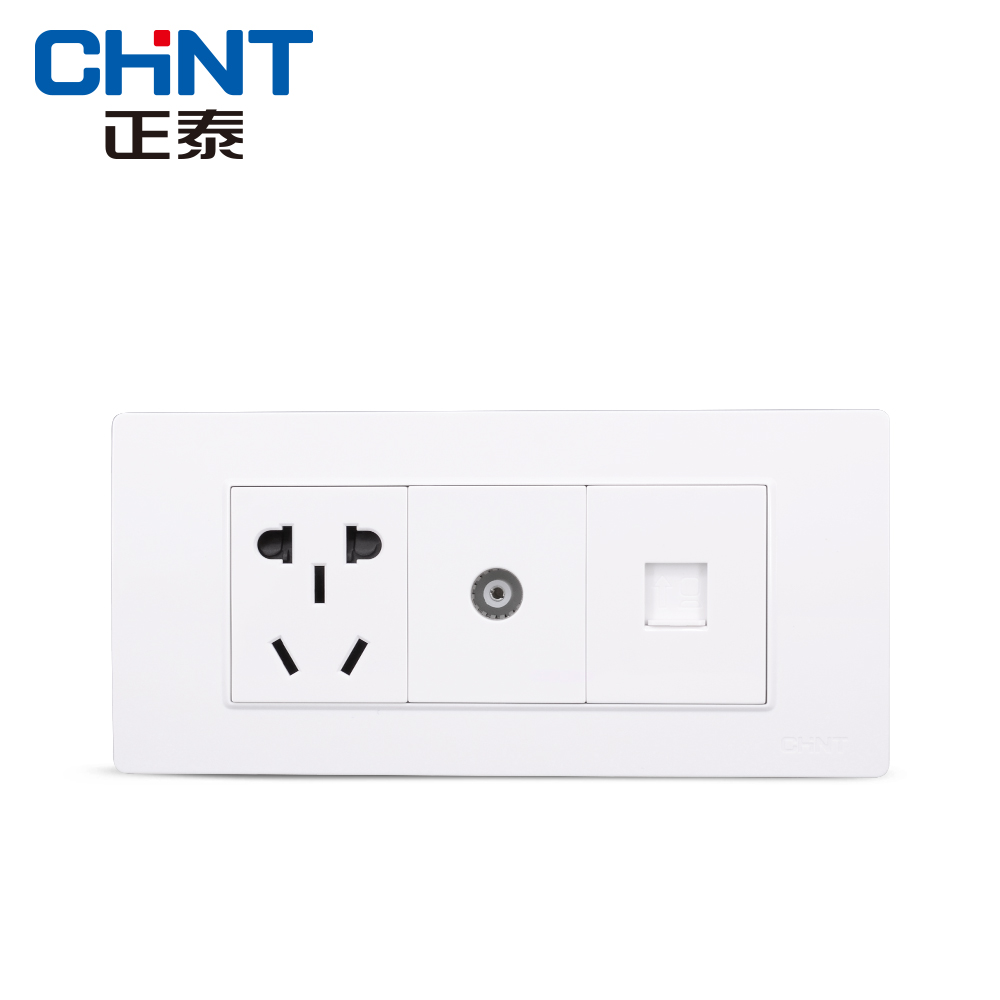 Zhengtai electrician 118 type socket panel NEW5D steel frame dazzling white three-socket plus TV computer-Taobao