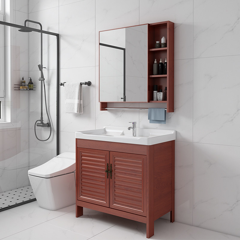 Space aluminum washing wardrobe balcony washing pool outdoor floor cabinet hand washing integrated ceramic washing basin with washboard basin