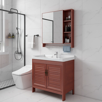 Space aluminum washing wardrobe balcony washing pool outdoor floor cabinet washing hand integrated ceramic washing basin with washboard Basin