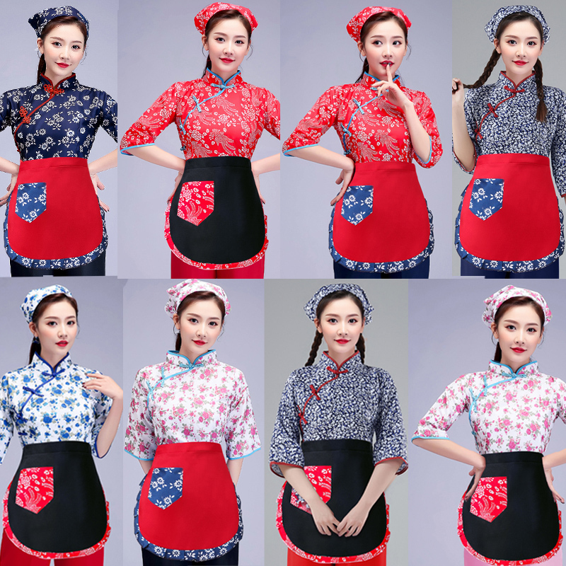 Country Girl Floral Dress Women's Rural Large Floral Top Hakka Nostalgic Clothing Tea Picking Dance Ah Qing Sister Performance Costume