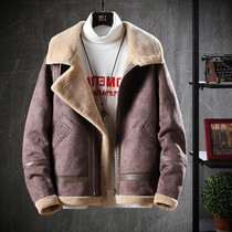 Winter jacket jacket male velvet thickened short suede lamb fur wool one-piece youth large size quilted jacket male