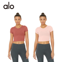  Aloyoga summer thin white yoga fitness umbilical breathable short-sleeved top BABYTEE sports blouse women