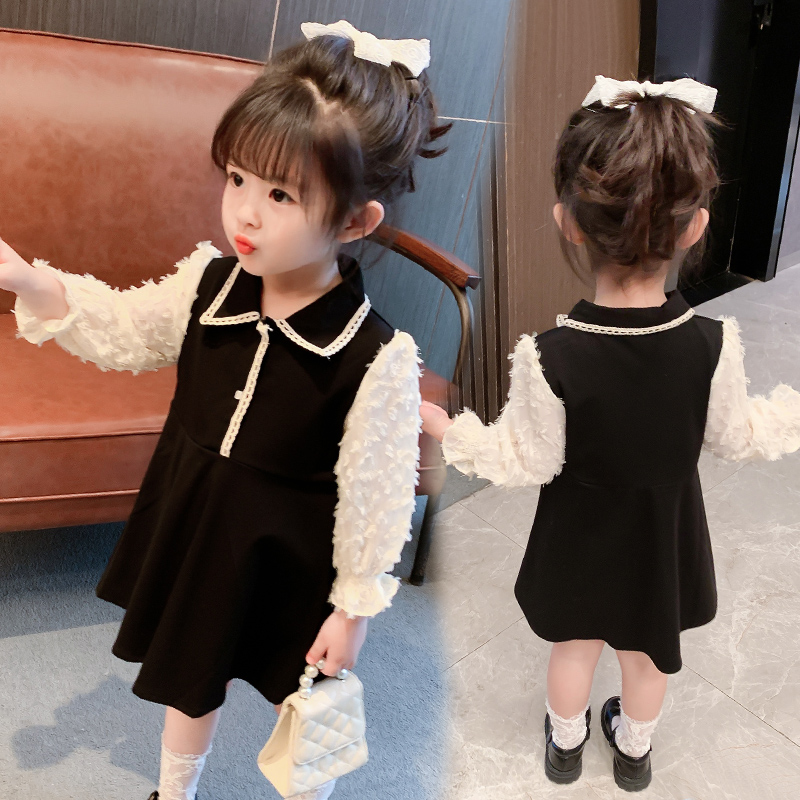 Net red girl long-sleeved dress 2022 autumn dress Korean version of the small fragrance children's Western style children's princess skirt spring and autumn