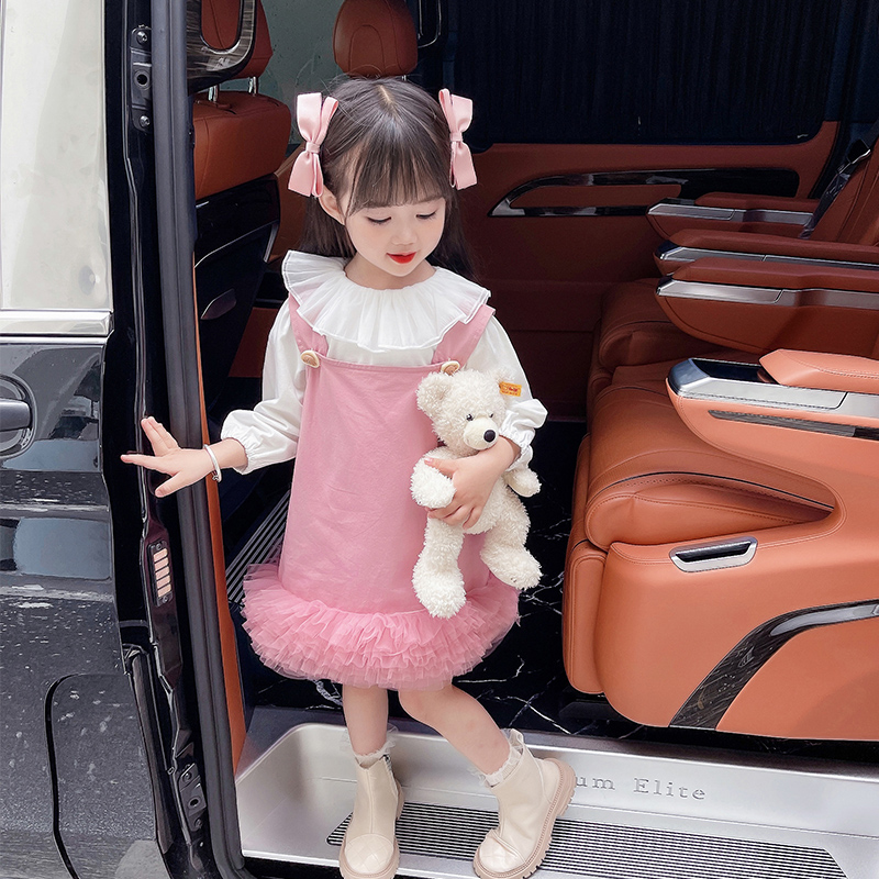 Girl Foreign Air Dress Suit Fall Children Lace Mesh Yarn Princess Dresses Baby Spring Autumn Clothes Long Sleeves-Taobao