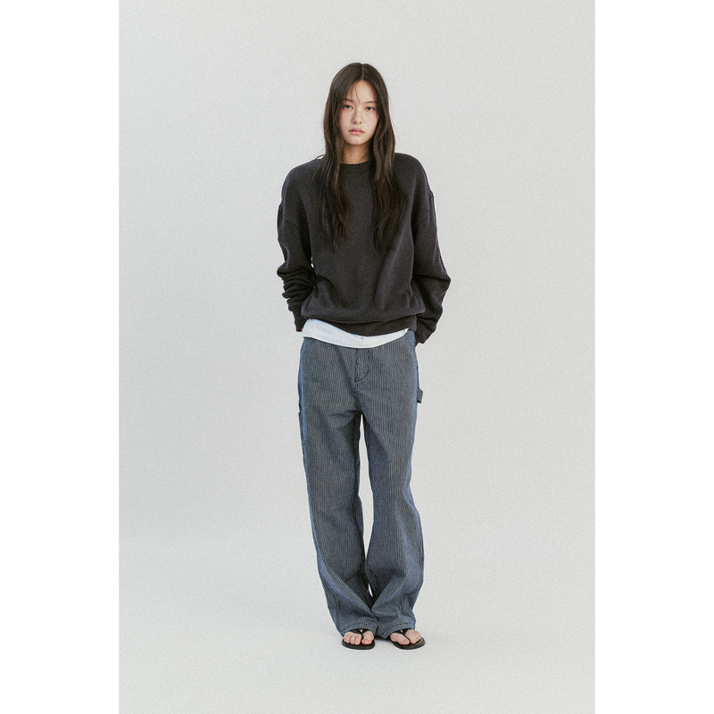 Striped Denim Japanese Okayama Striped Soft and Wide Heavy-Duty Craftsmanship Workwear Jeans
