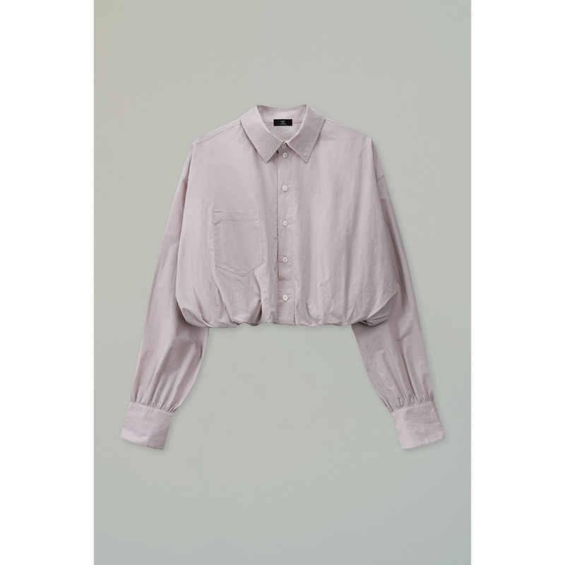Pale Pink Air-Washed Typewriter Fabric Balloon Silhouette Three-Dimensional Architectural Waist-Cinching Shell Pink Long-Sleeve Shirt Pale Pink Air-Washed Typewriter Fabric Balloon Silhouette Three-Dimensional Architectural Waist-Cinching Shell Pink Long-Sleeve Shirt