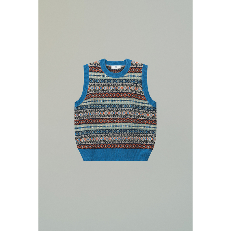 Fair Isle Classic Retro Exclusive Custom-Dyed Alpaca Wool Blend Fair Isle Vest Fair Isle Classic Retro Exclusive Custom-Dyed Alpaca Wool Blend Fair Isle Vest