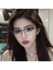 Half-Frame Myopia Glasses for Women, Pure and Elegant Style, High Appearance Value, Makes the Face Look Smaller, Can Be Fitted with Prescription Lenses, Astigmatism, Refined and Intellectual Style, Glasses Frame for Men