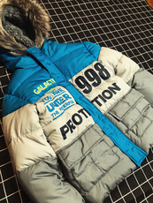 детская верхняя одежда space shop 儿童灰蓝撞色冬季棉服棉衣
