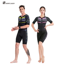 Competitive version of Iron three clothes men and women fluorescent color bright color riding clothes swimming running integrated professional competition clothes quick dry
