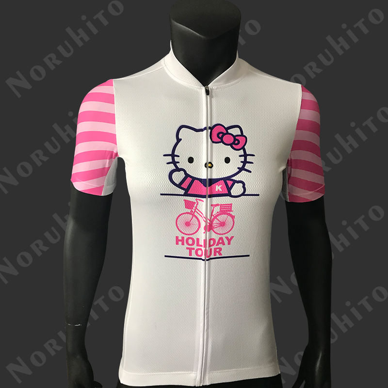 kitty car hood cartoon riding for pink white short sleeve blouse suit Hello bike with quick dry sweatshirt