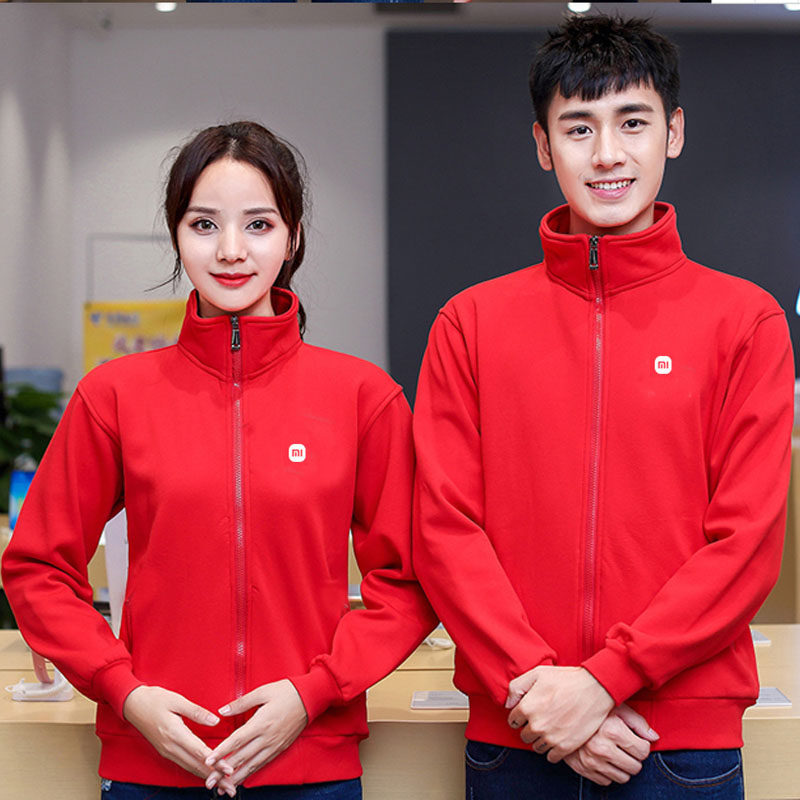 Xiaomi air-conditioning overalls sweater custom men's and women's team clothing plus velvet sports jacket printing embroidery logo