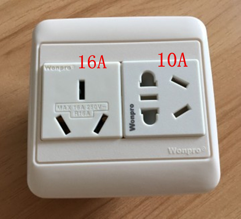 Stable 2 two-bit double three-hole 6-eye socket 86 type 16A 10A six-hole washing machine water heater socket panel