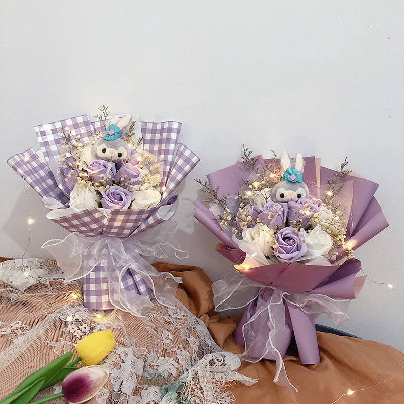 Practical gift for girlfriend Xingdelu dried flowers baby's breath bouquet soap flower rose immortal flower birthday gift
