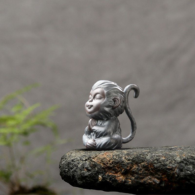 Zen Intentions Fairy Cuteness Monkey Cute Tea Spotting Piece Home Mini Small Car Ceramic Small Monkey Qi Tian Great Saint