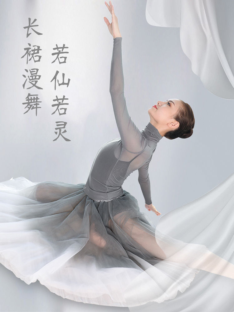 Adult dance yarn skirt Ballet gradient color skirt Practice suit Body suit Classical dance suit Women's suit elegant