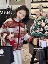 (New Years style) Winter childrens woolen coat for girls retro style quilted woolen coat for girls