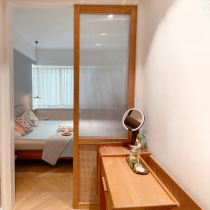 Japan-style rattan-made solid wood ultra-white Changhong glass partition living room minimalist log woven screen Xuanguan wooden grilles