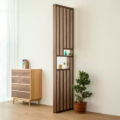 New Chinese screen partition living room creative log wood strip wooden grille dining room entrance solid wood sink