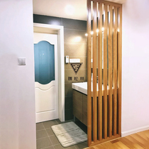 Nordic Living Room Solid Wood Partition Screen New Chinese Xuan Guan Decorative Wall Modern Log Grille Wooden Bar Upright Post Whole Frame
