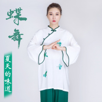 Xiaohe Mountain high-end Taiji clothing womens summer new elegant cotton linen Taijiquan practice clothing embroidery clothing hr