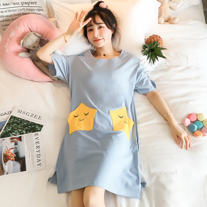 Sleeper Ms Summer Small Cotton Short Sleeve Students with sweet dress sweet star loose pajamas