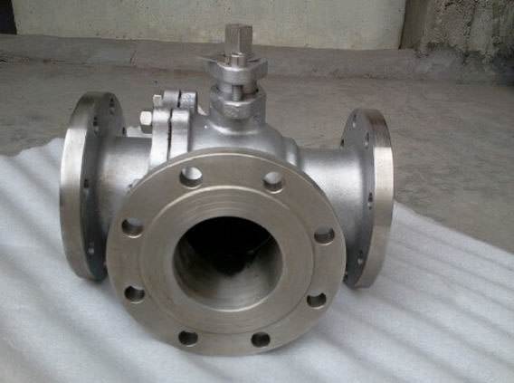304 precision casting Q45F-16P stainless steel three-way flange ball valve flange T-type three-way floating ball ball valve Three-way valve