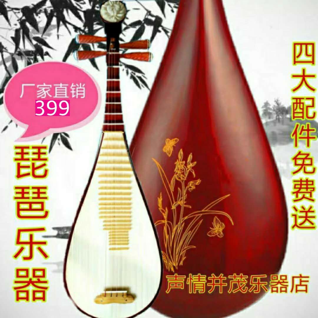 Pipa musical instrument beginner practice children's Beginner adult grade examination family teaching hand-made whole back production factory direct sales