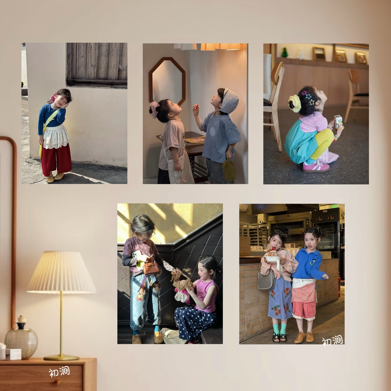 Ins-Style Korean Children's Clothing Outfits Poster Background Wall Stickers Clothing Store Window Display Photo Decoration Painting Wall Stickers