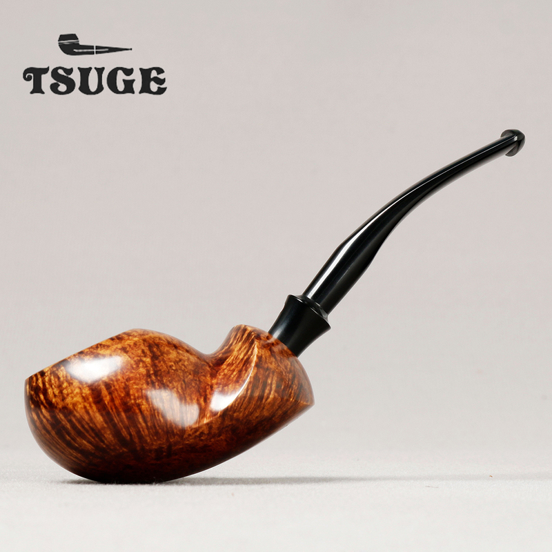 Japan Tsuge Chizhi Handheld Series Glossy Small Pufferfish Pipe 3mm Flue Imported Briar Wood Pipe