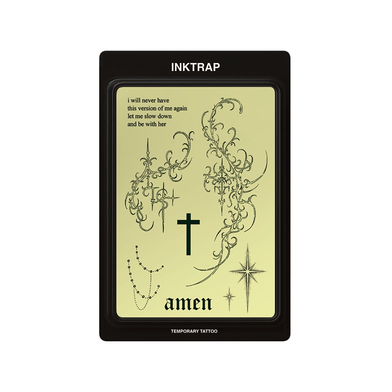 Inktrap Ink Trap Gothic Rococo Line Letter Cross Herbal Tattoo Sticker Set