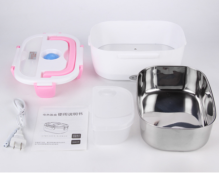 hộp com cắm điện Double mười một hộp ăn trưa cách điện mới đa chức năng thực phẩm điện cấp thép không gỉ cơ khí hộp ăn trưa nồi hâm cơm văn phòng