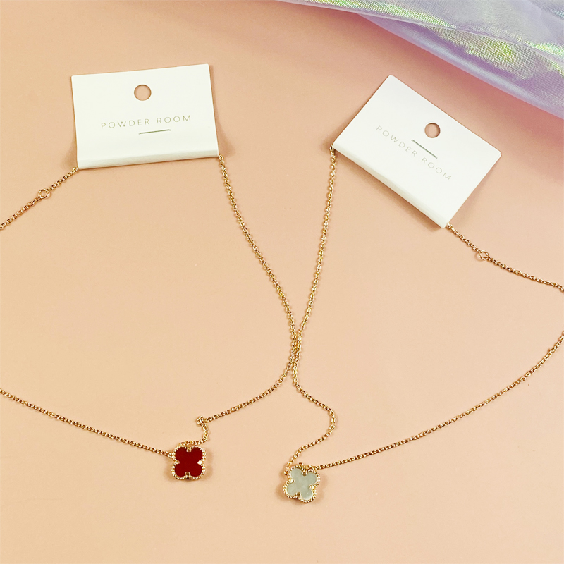 South Korea Ornament Four Leaf Grass Necklace Fashion Necklace Two colors Optional No to Withdrawal Goods Mind-maker Discreet Discreet