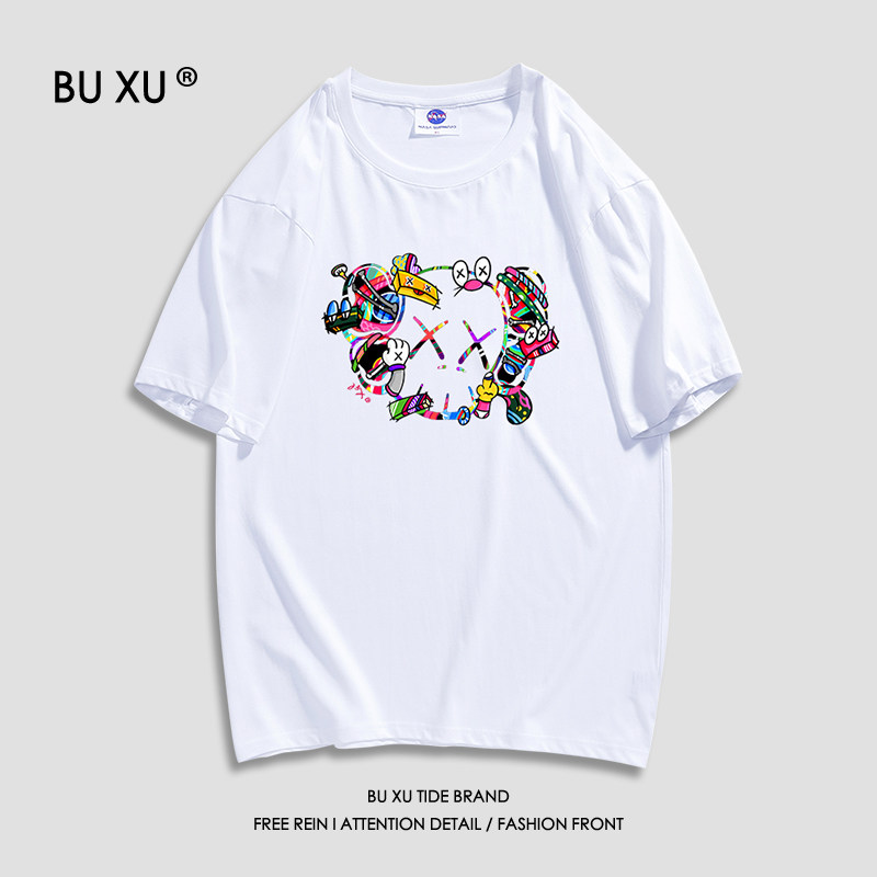 BU XU joint 2021 new tide brand cotton short sleeve men's and women's couples summer round neck half sleeve T-shirt