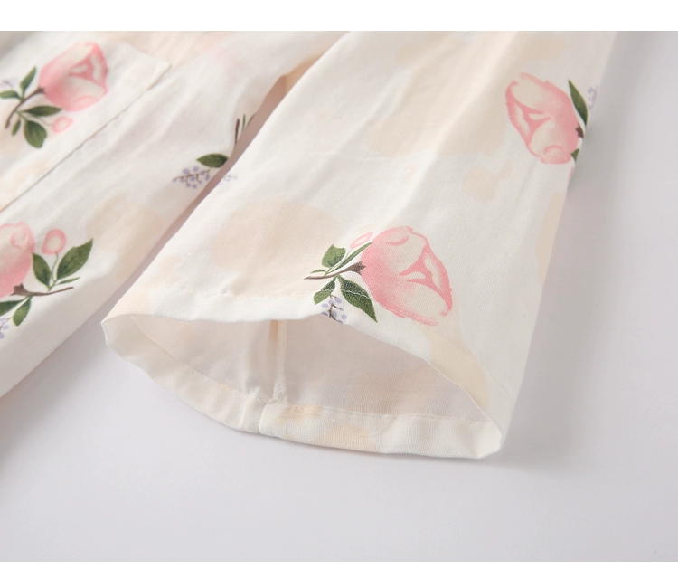 Nhật bản cotton đôi gạc áo ngủ cotton nightdress nữ mùa hè phong cách Nhật Bản hoa và gió áo choàng tắm áo choàng tắm dịch vụ nhà đồ ngủ