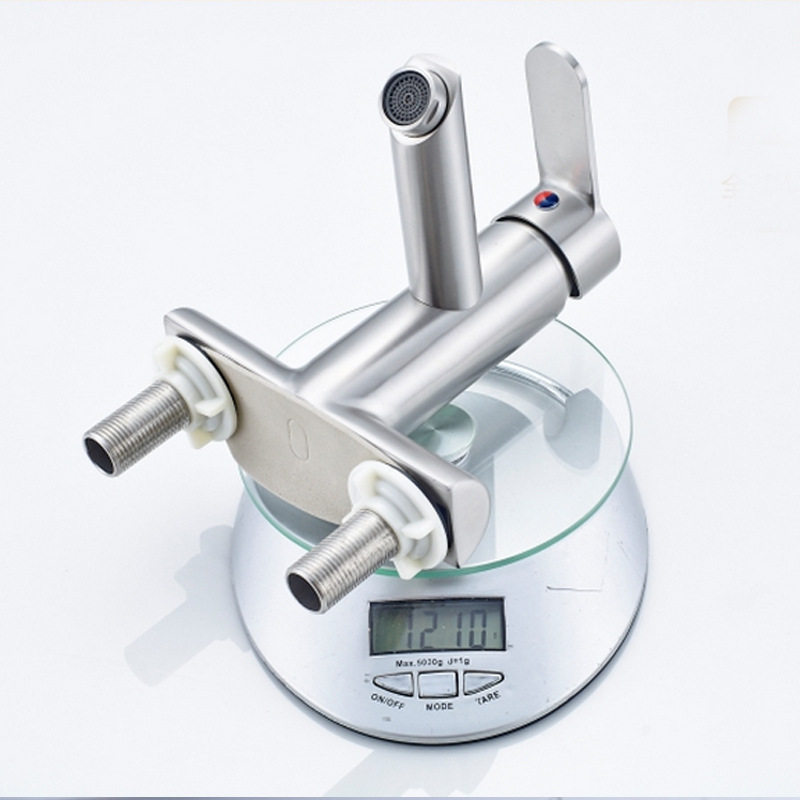 304 stainless steel washbasin two-joint hot and cold water faucet single-handle double-hole mixing valve washbasin washbasin faucet