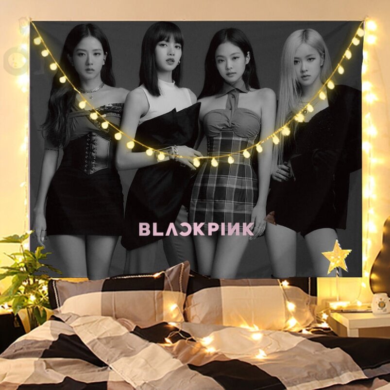 blackpink hanging cloth Korean men's and women's group bedroom poster Kim Chi-show Lisa Zini Dormitory Decoration Background Cloth