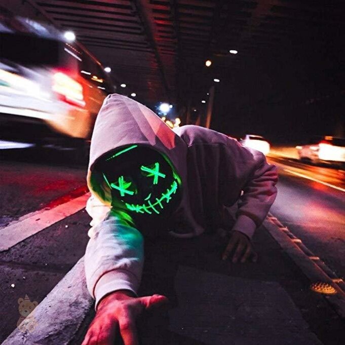 Mask full face Cool Halloween Luminous l Slit Mouth Fork Eyes Terror Scarred Death shades and shades