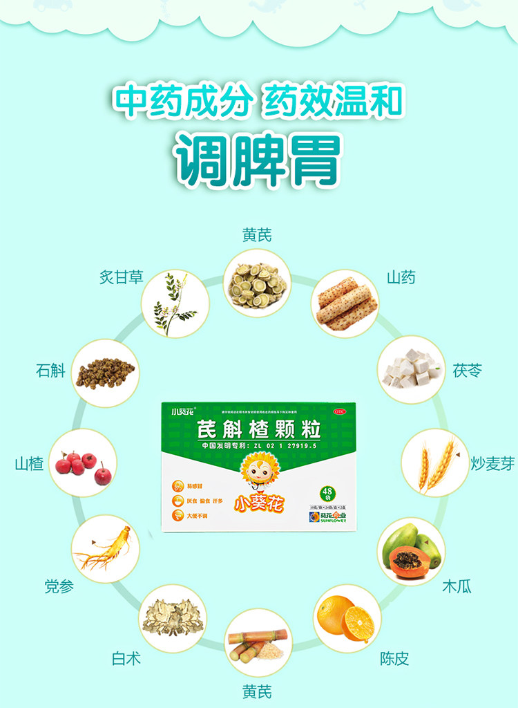 小葵花 芪斛楂颗粒 24袋*2盒 小儿调理厌食偏食易感冒 图3