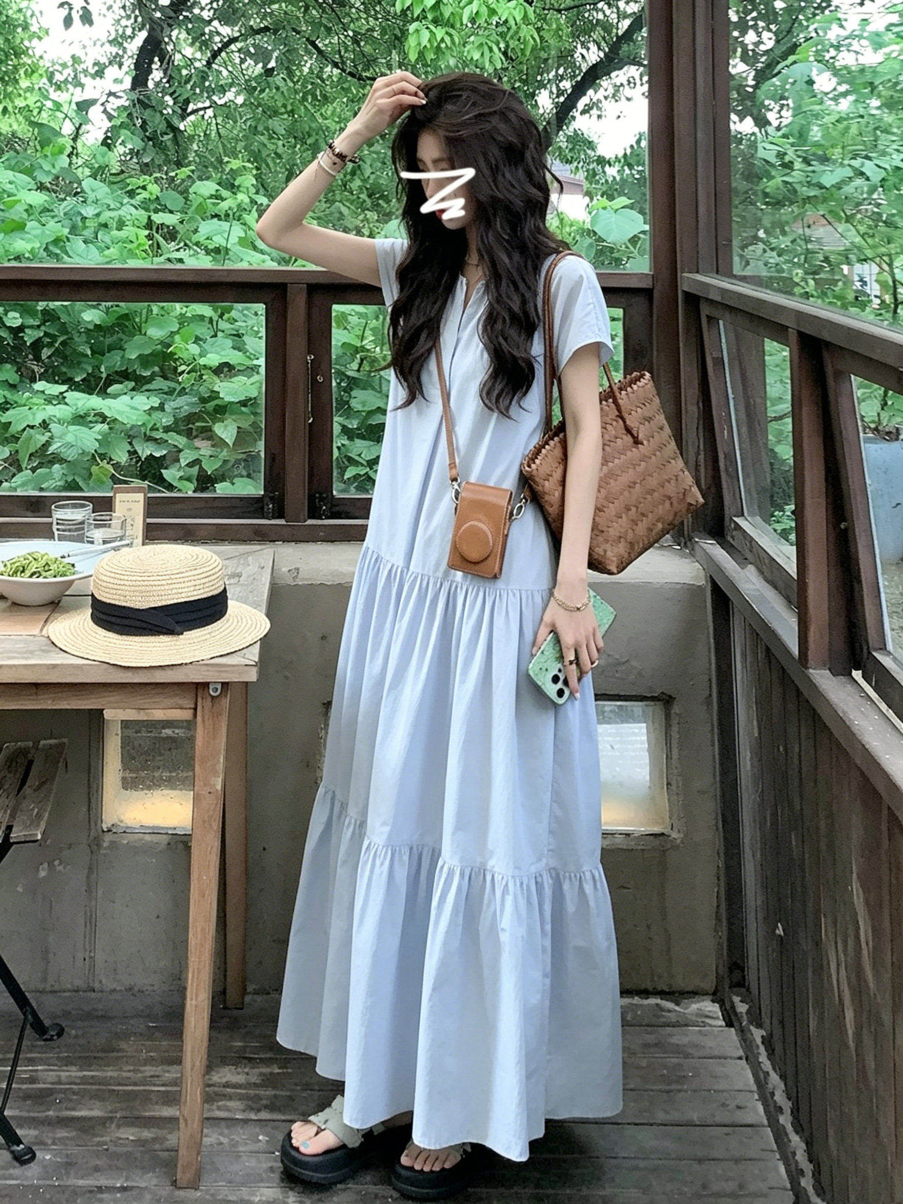 孕妇连衣裙夏装2026新款遮肚子不显怀洋气大码孕期a字长裙夏季女 — 16