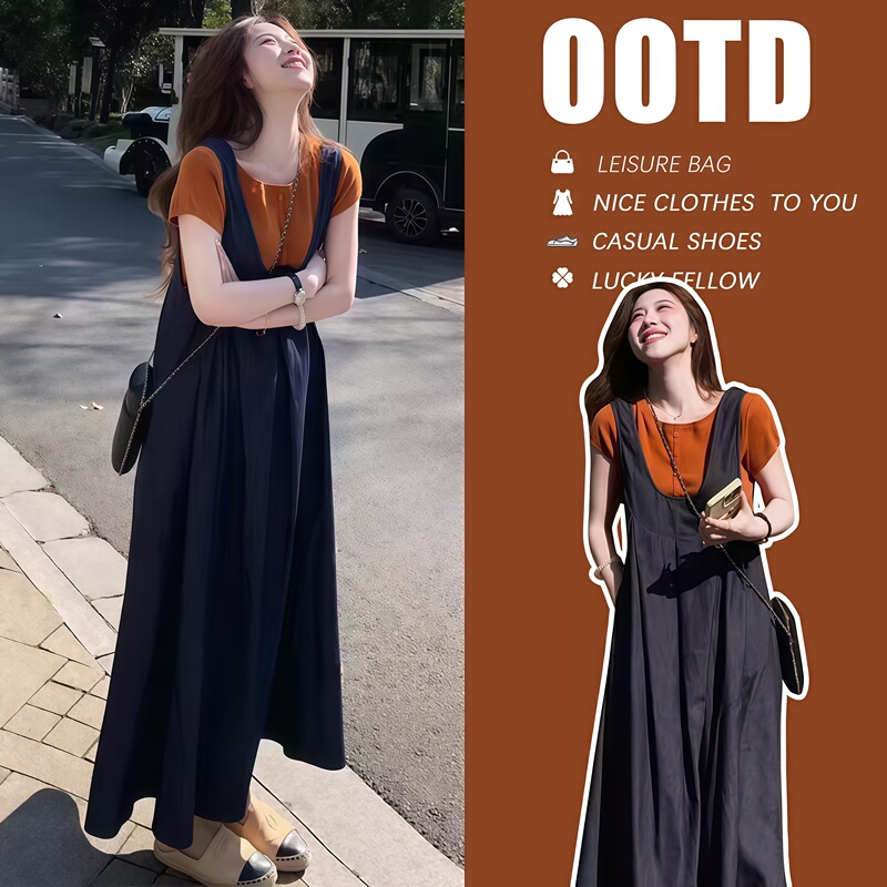 Maternity Wear Summer Clothes 2025 New Fashionable and Stylish Suit Suspender Skirt High-End Pregnancy Outfit Dress Summer