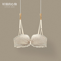 No steel ring lace underwear Womens Flat chest special gathering not empty cup bra set student bra small chest big