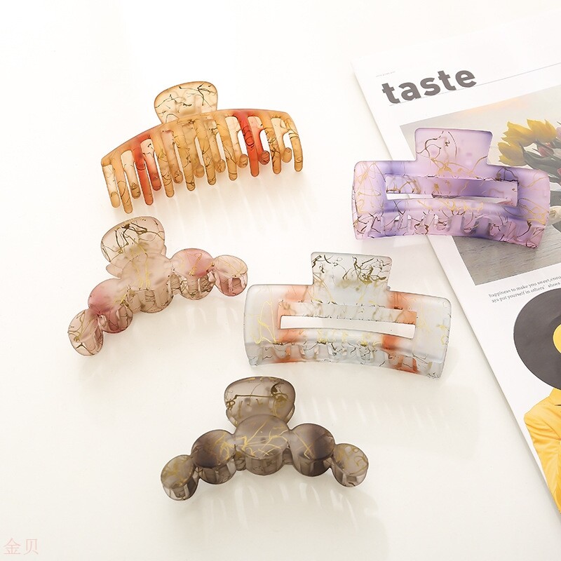 Flying Han Cross Border Net Red Retro Grip Clip Girl Wire Drawing Grip Clip Large Size Minimalist Temperament 100 Hitch Hairpin Fine Hair Accessories