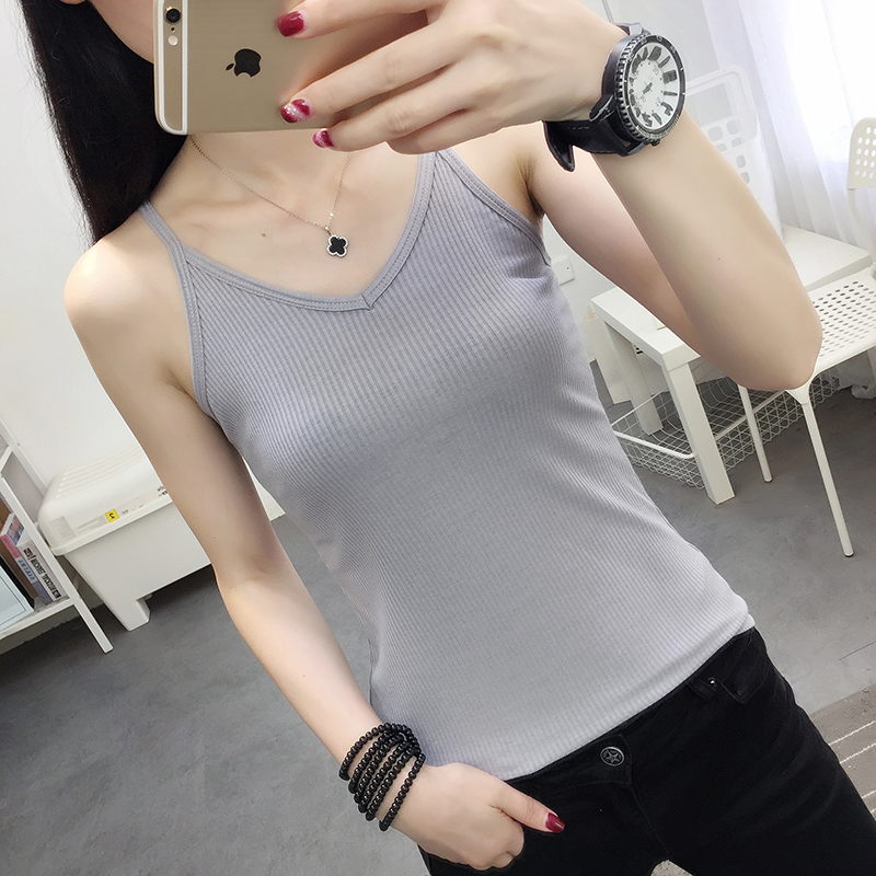 Sling womens vest sling đáy màu vest áo mới không tay đầu mùa hè mặc sexy khóa bên trong màu trắng.